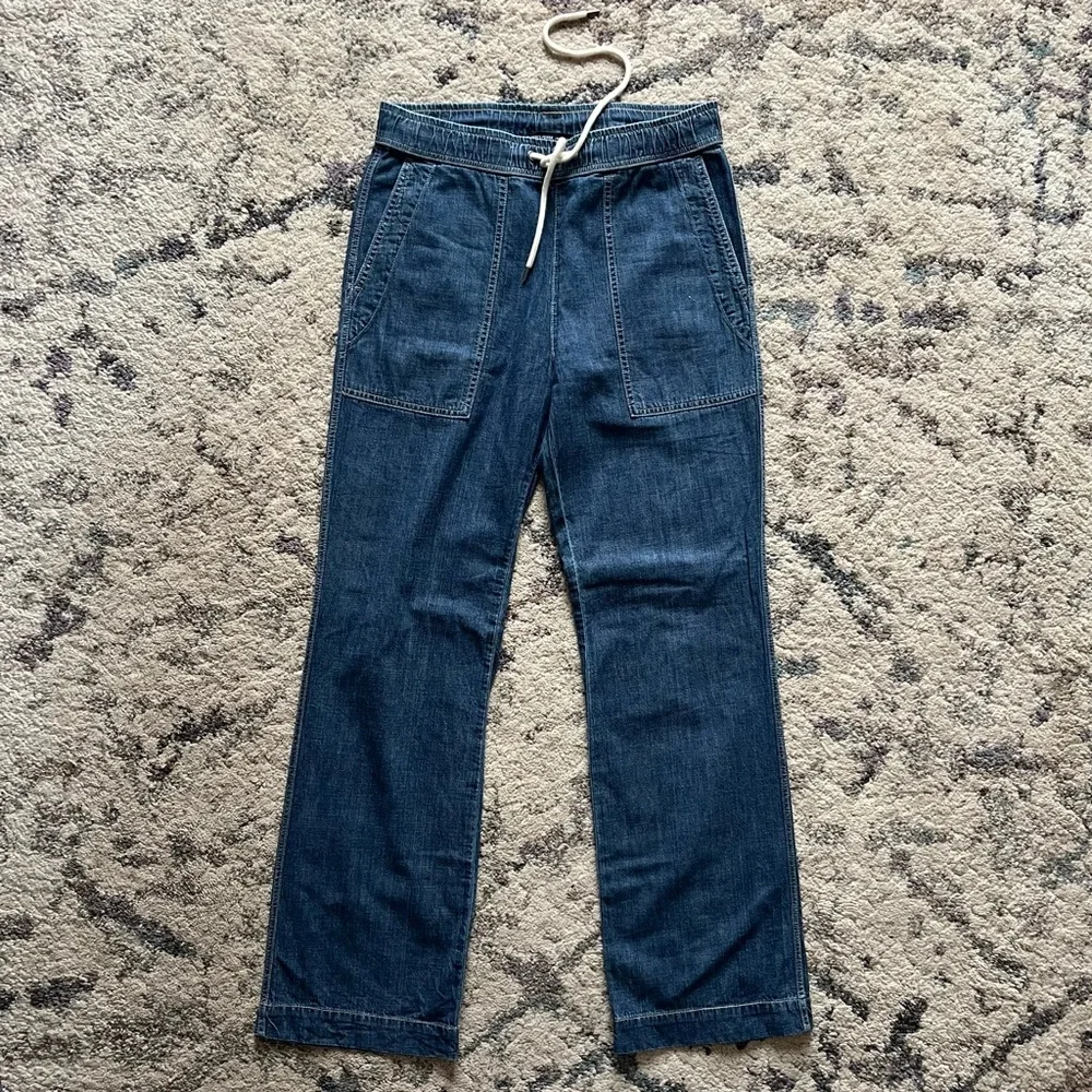 James Perse Blue Straight-Leg Jeans with Drawstring - Picture 4 of 11